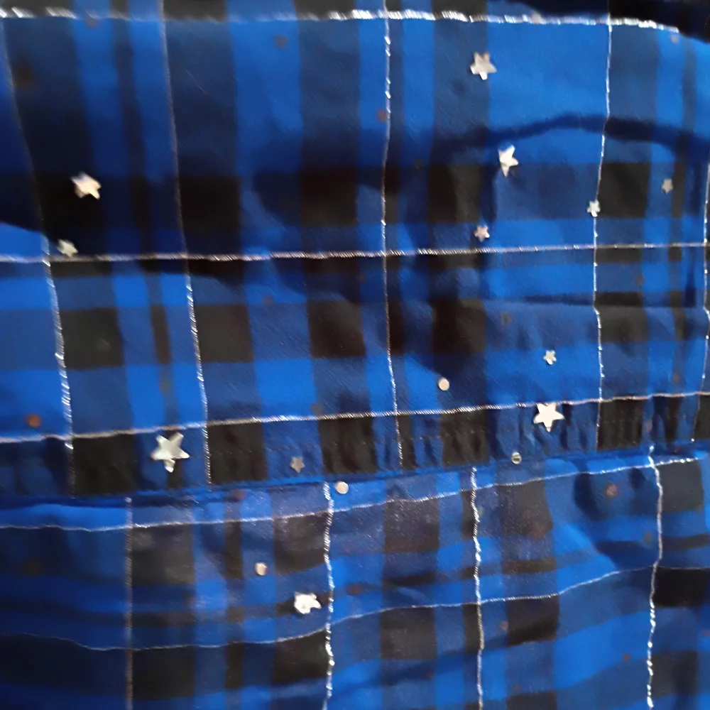 Fair Justice Girls Glittery Blue Star Plaid Long Sleeve Button‎ Up S/12 Cowgirl